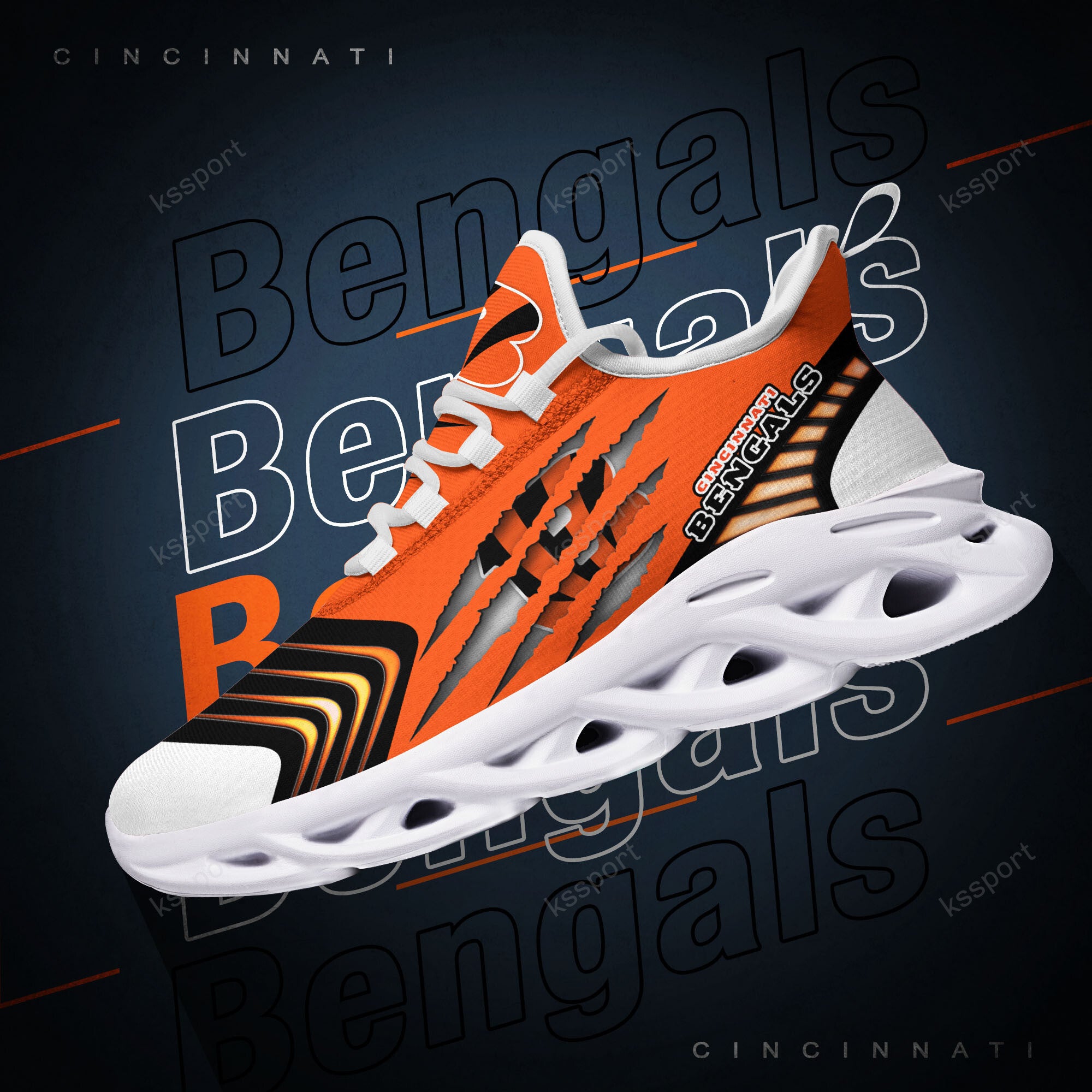 Cincinnati Bengals NFL Max Soul Shoes Sneakers for Men And Women – NFL Football Fan Shoes, Team Sneakers - Image 3