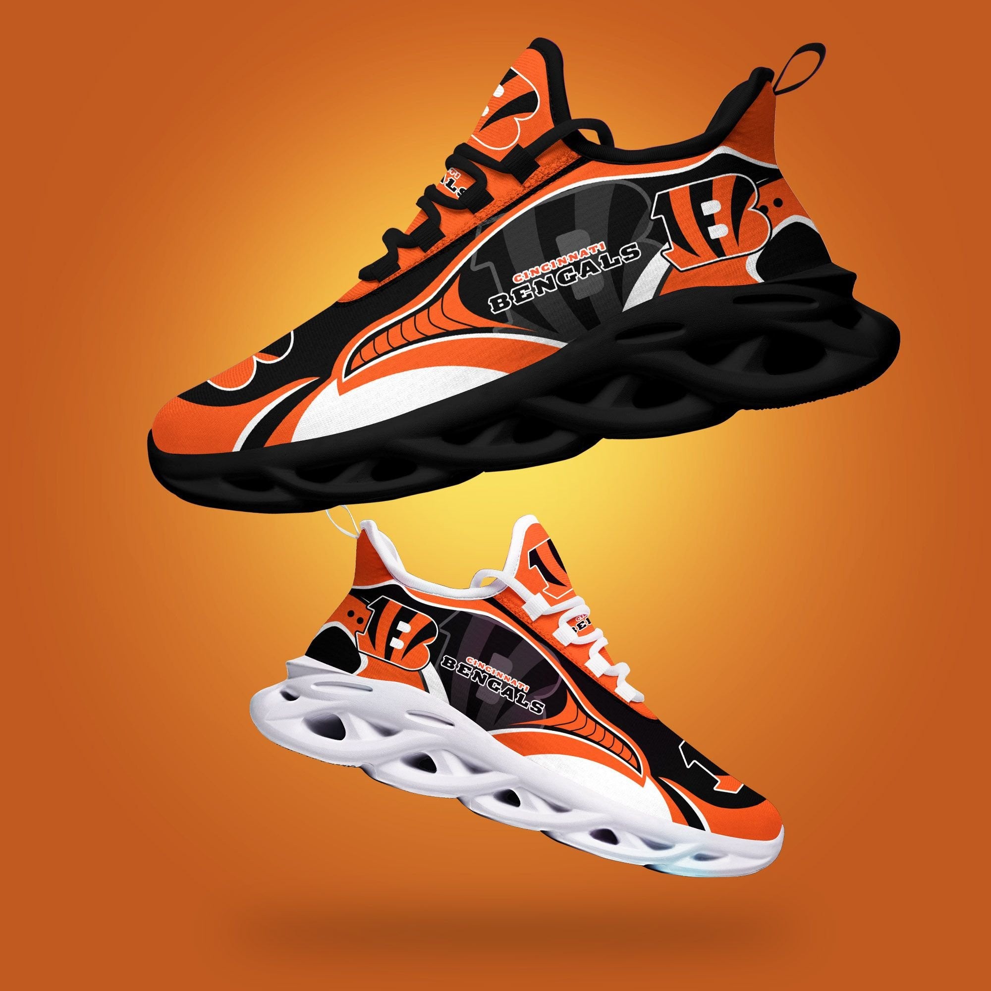 Cincinnati Bengals NFL Max Soul Shoes Sneakers for Men And Women – NFL Football Fan Shoes, Team Sneakers