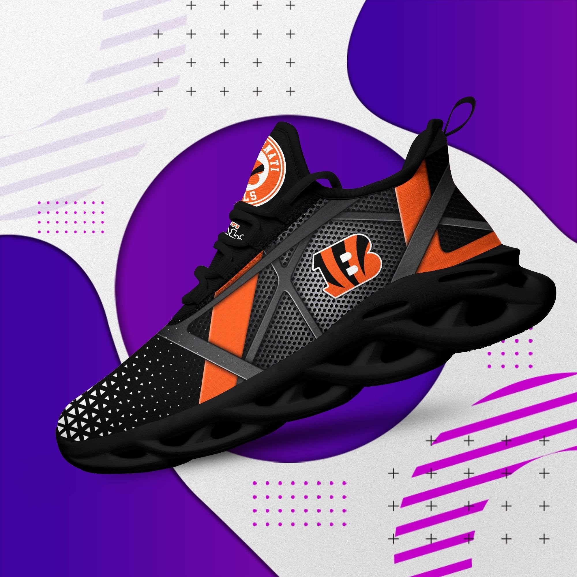 Cincinnati Bengals NFL Max Soul Shoes Sneakers for Men And Women – NFL Football Fan Shoes, Team Sneakers - Image 3
