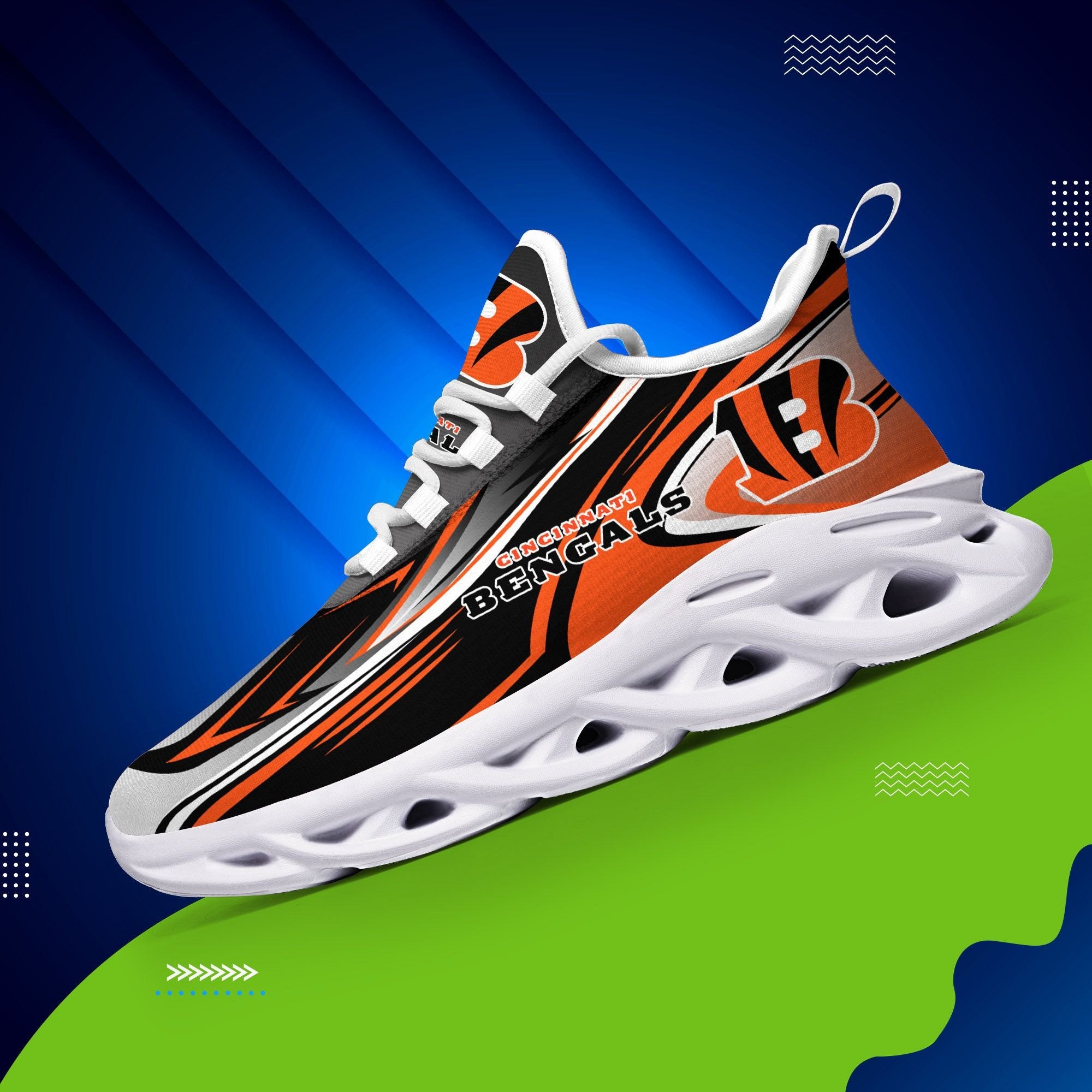 Cincinnati Bengals NFL Max Soul Shoes Sneakers for Men And Women – NFL Football Fan Shoes, Team Sneakers