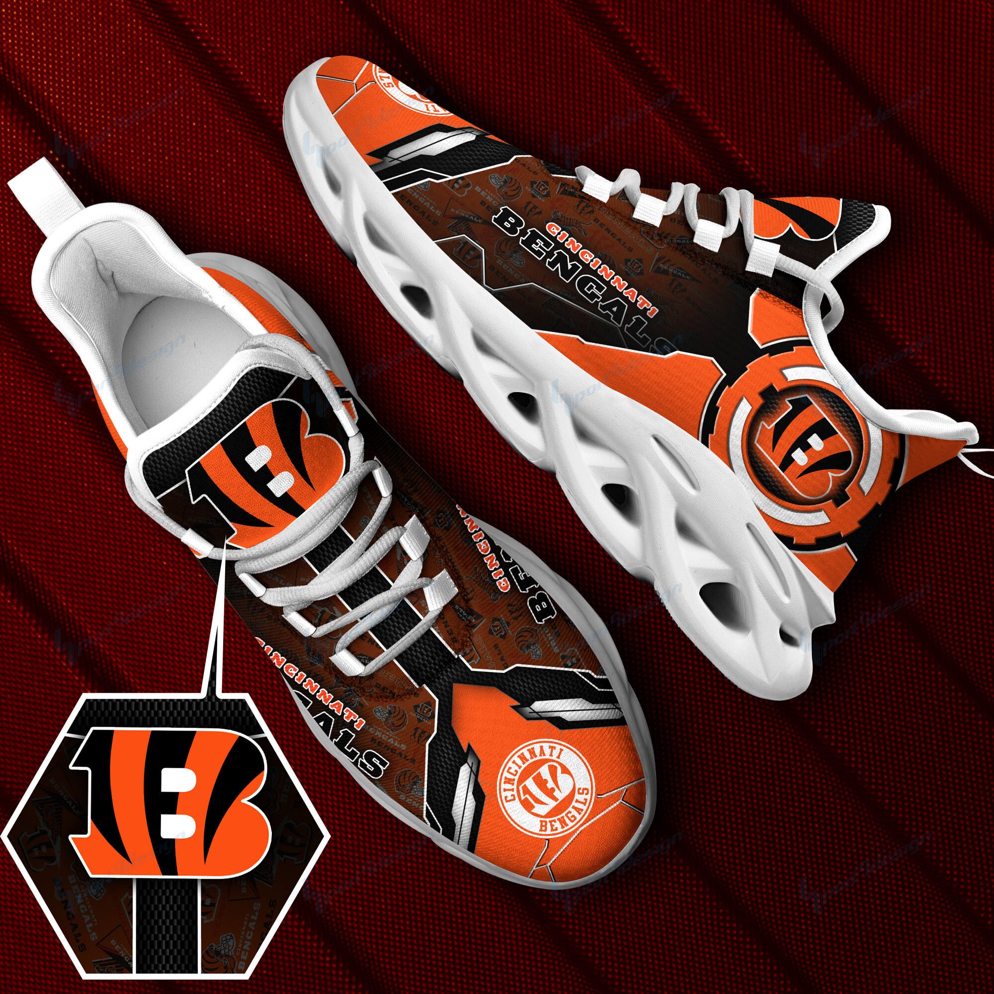 Cincinnati Bengals NFL Max Soul Shoes Sneakers for Men And Women – NFL Football Fan Shoes, Team Sneakers