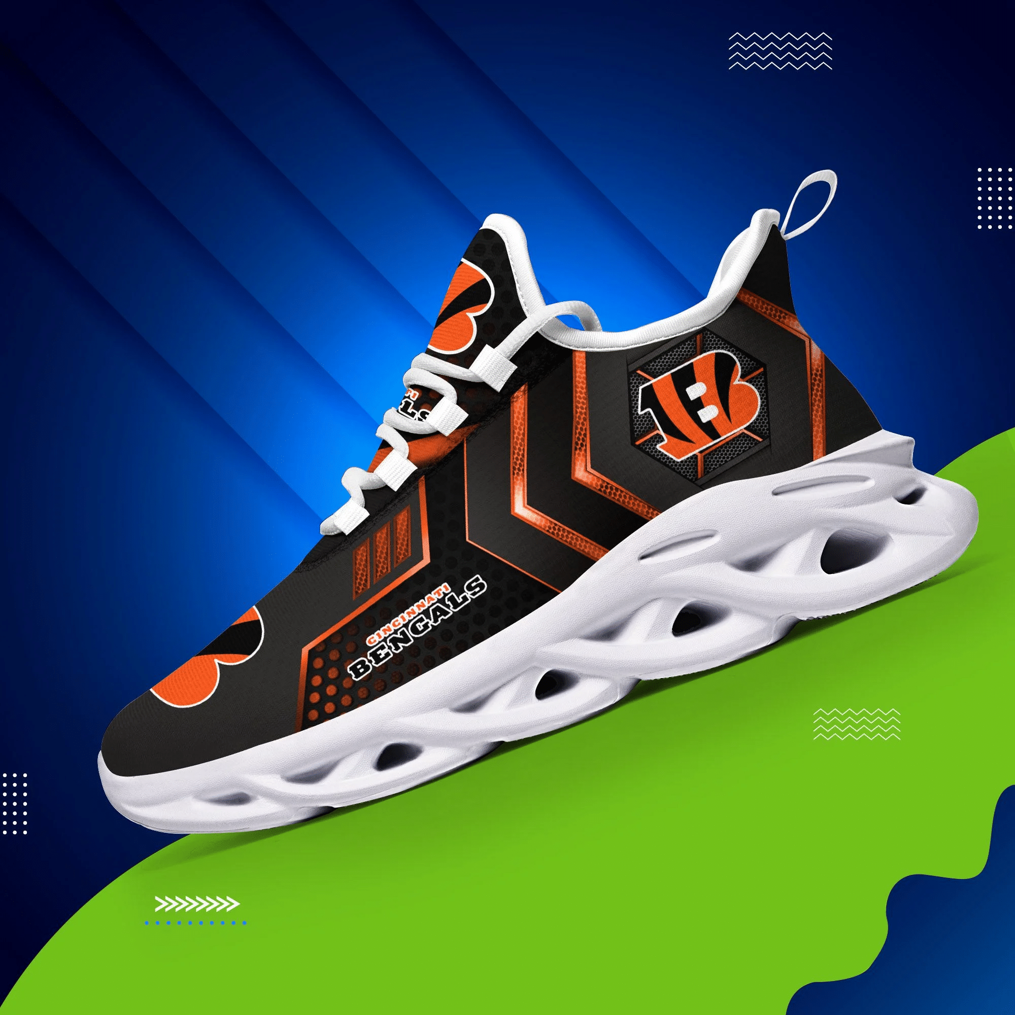 Cincinnati Bengals NFL Max Soul Shoes Sneakers for Men And Women – NFL Football Fan Shoes, Team Sneakers