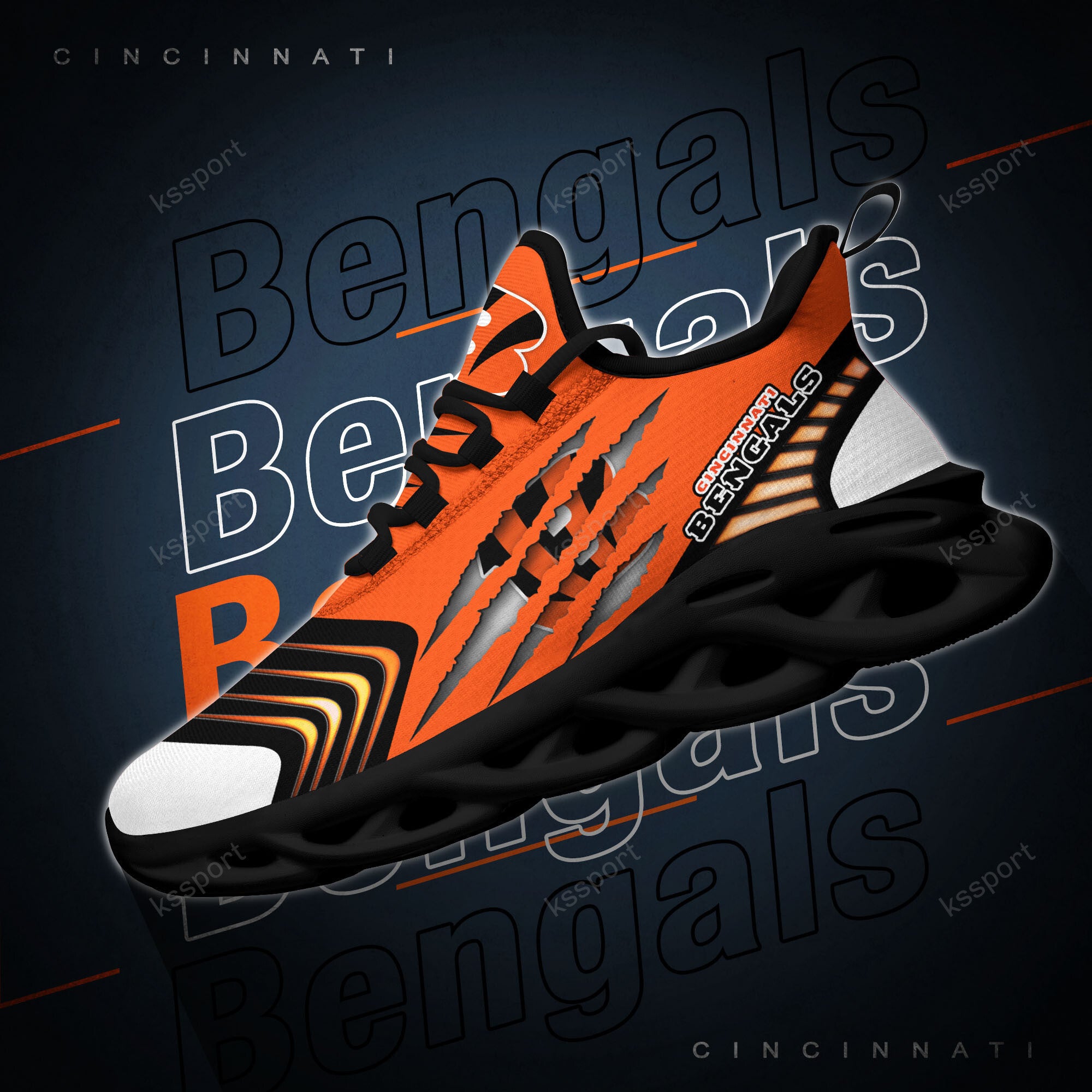 Cincinnati Bengals NFL Max Soul Shoes Sneakers for Men And Women – NFL Football Fan Shoes, Team Sneakers - Image 4