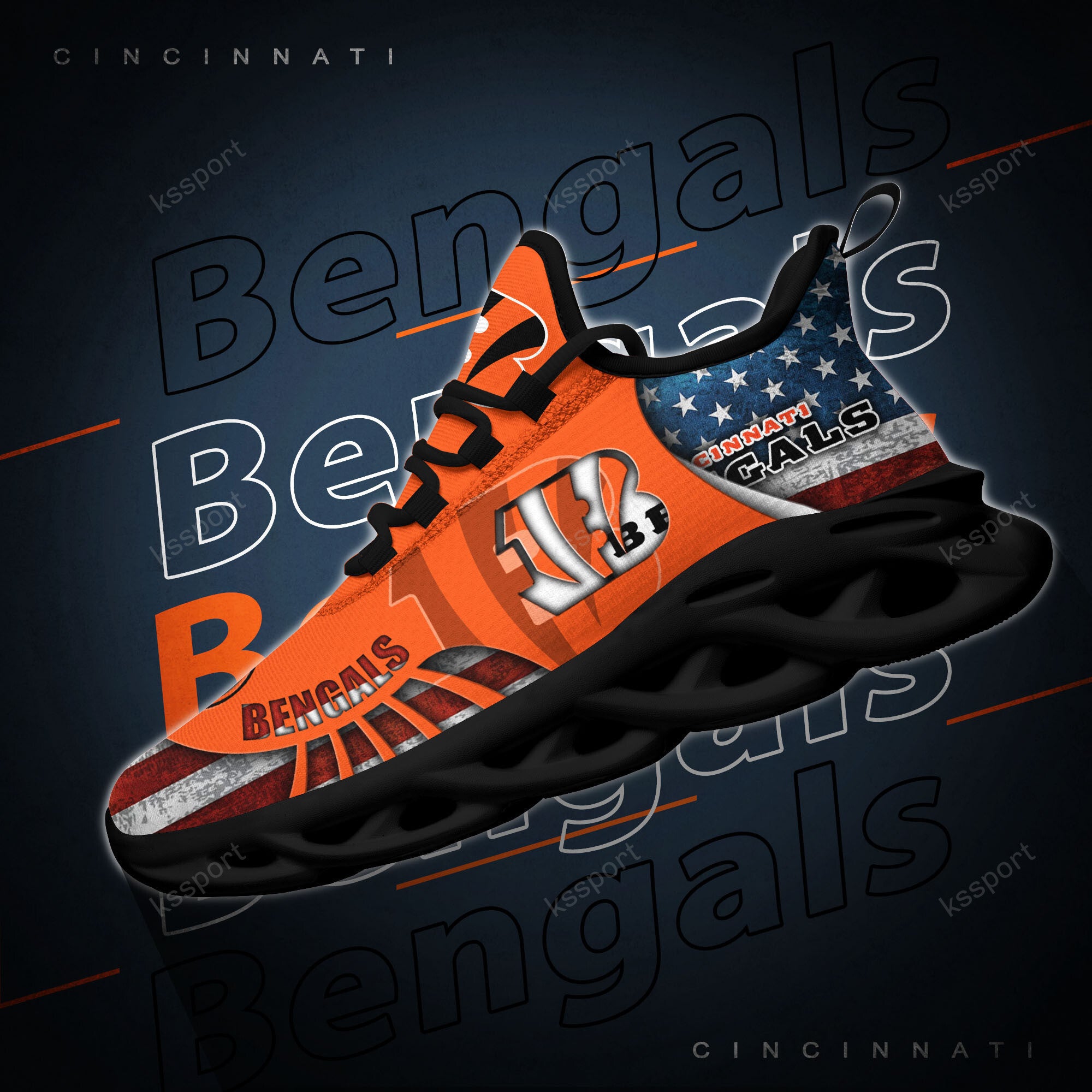 Cincinnati Bengals NFL Max Soul Shoes Sneakers for Men And Women – NFL Football Fan Shoes, Team Sneakers - Image 4