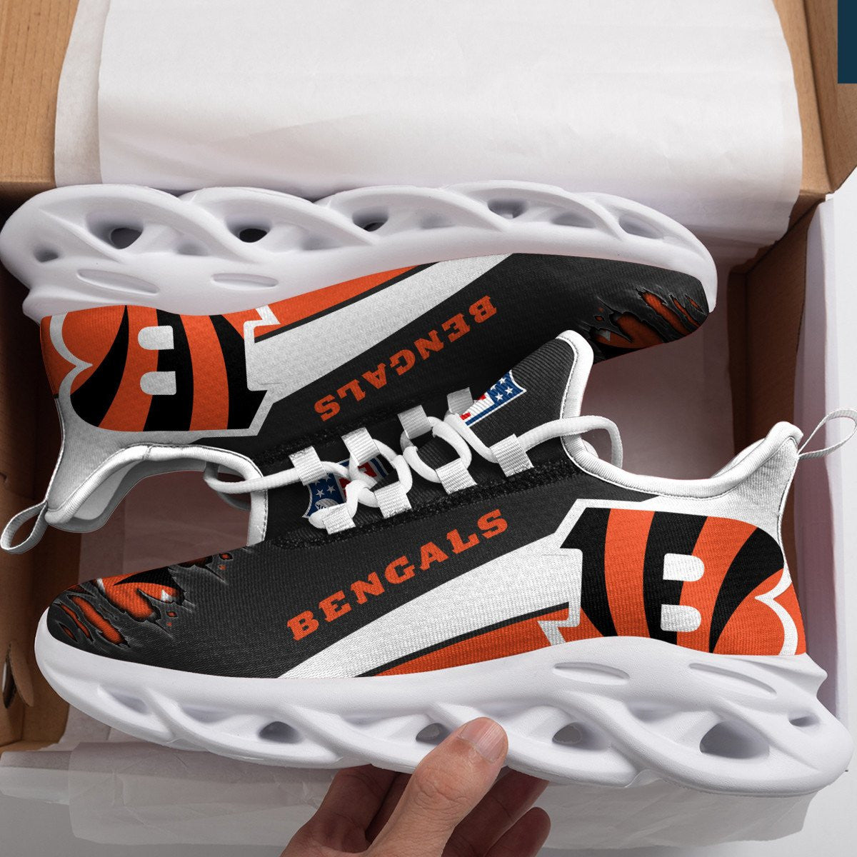 Cincinnati Bengals NFL Max Soul Shoes Sneakers for Men And Women – NFL Football Fan Shoes, Team Sneakers