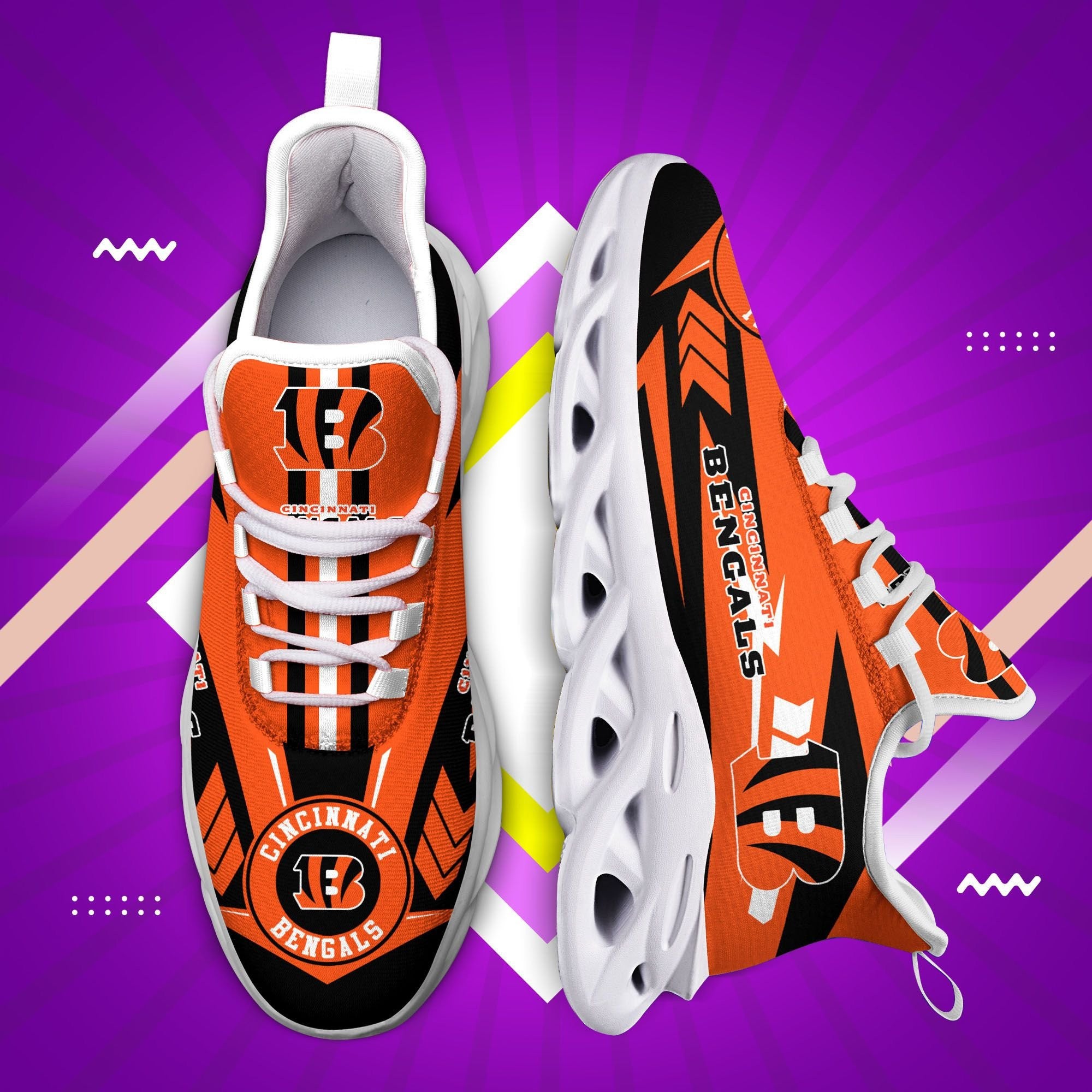 Cincinnati Bengals NFL Max Soul Shoes Sneakers for Men And Women – NFL Football Fan Shoes, Team Sneakers - Image 4