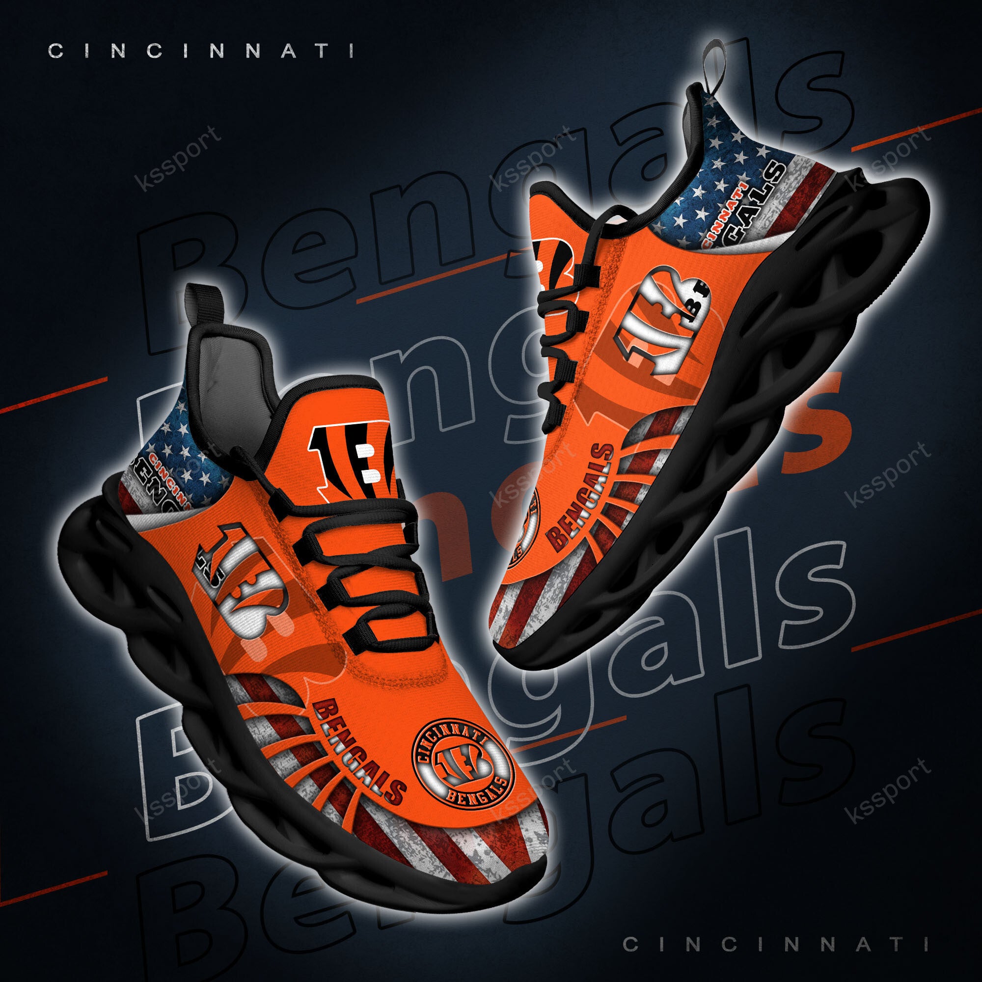 Cincinnati Bengals NFL Max Soul Shoes Sneakers for Men And Women – NFL Football Fan Shoes, Team Sneakers - Image 3