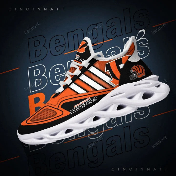 Cincinnati Bengals NFL Max Soul Shoes Sneakers for Men And Women – NFL Football Fan Shoes, Team Sneakers