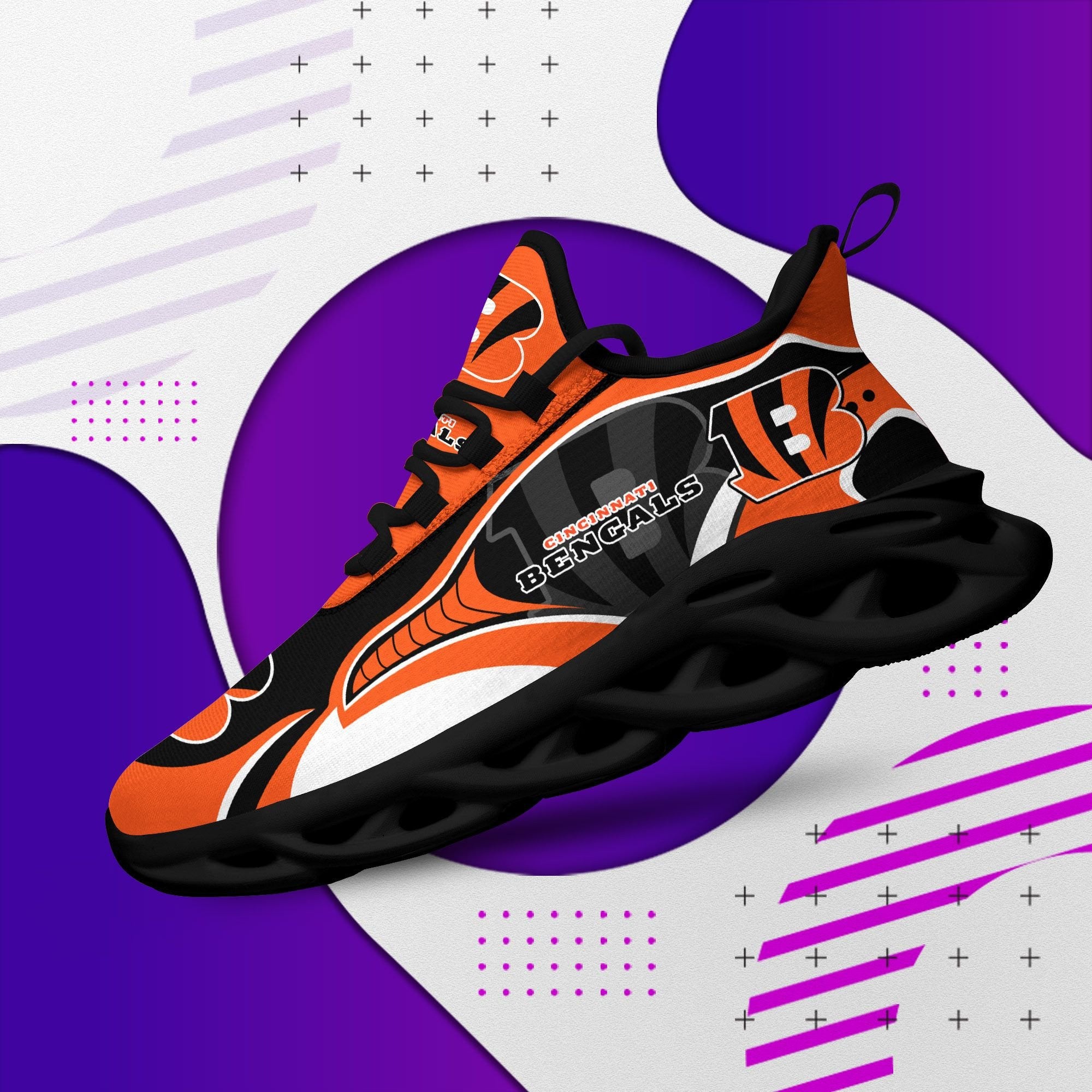 Cincinnati Bengals NFL Max Soul Shoes Sneakers for Men And Women – NFL Football Fan Shoes, Team Sneakers - Image 3