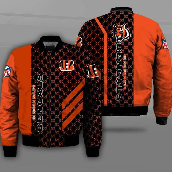 Cincinnati Bengals Orange Black Bomber Jacket | NFL Team Jacket for Men & Women | Football Fan Gift