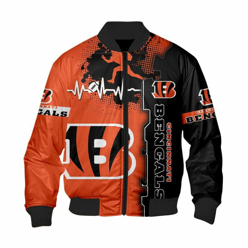 Cincinnati Bengals Orange Black Bomber Jacket | NFL Team Jacket for Men & Women | Football Fan Gift