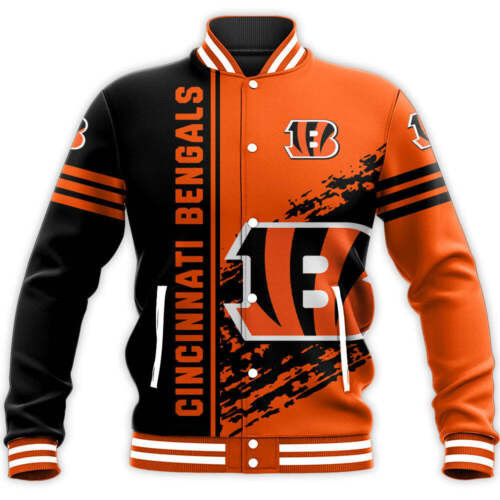 Cincinnati Bengals Orange Black Varsity Baseball Jacket for Men & Women | NFL Team Fan Gift