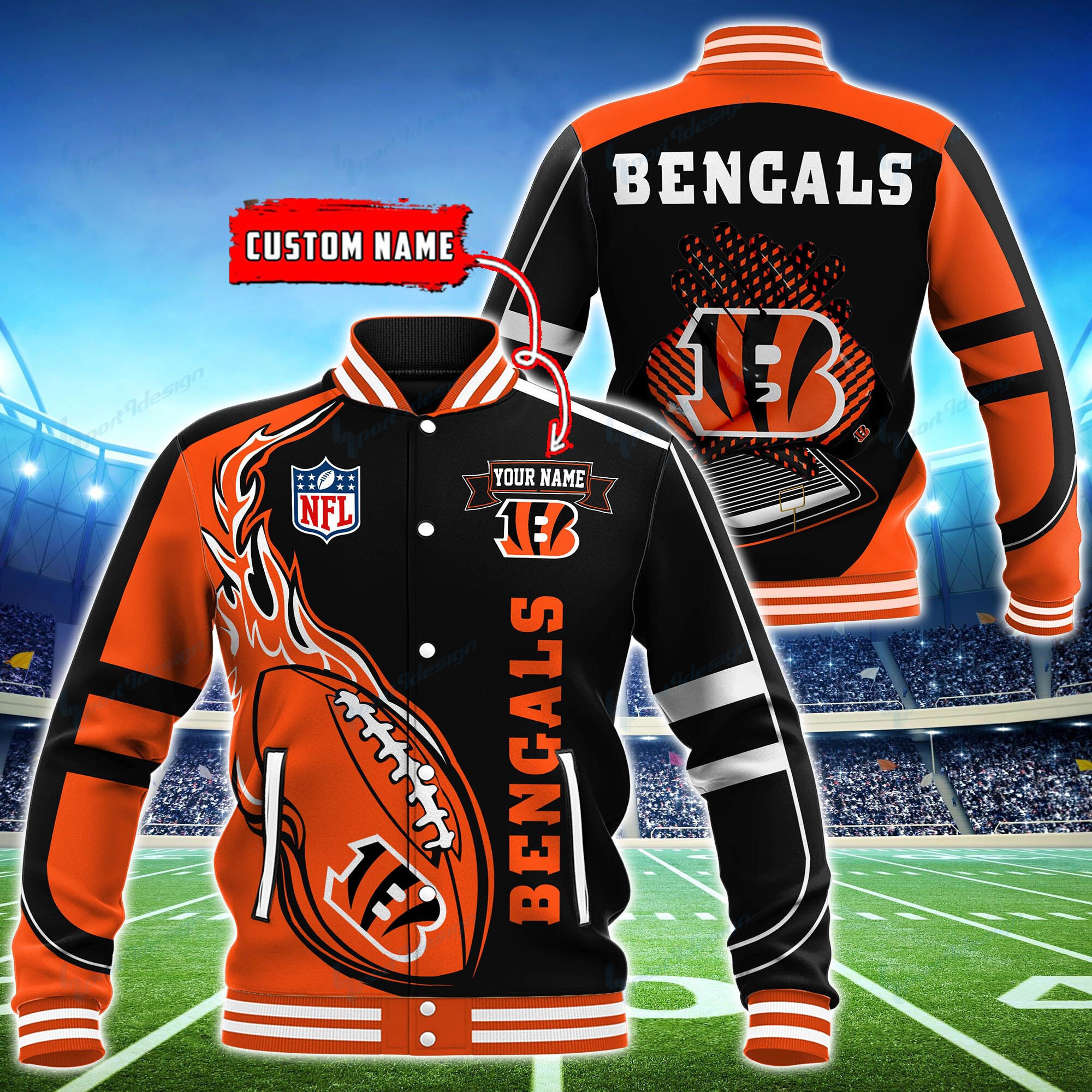 Cincinnati Bengals Personalized Baseball Jacket for Men & Women | NFL Team Fan Gift