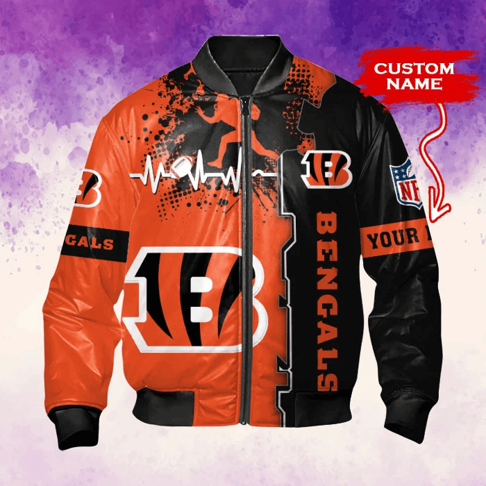 Cincinnati Bengals Personalized Thick Bomber Jacket | NFL Team Jacket for Men & Women | Football Fan Gift