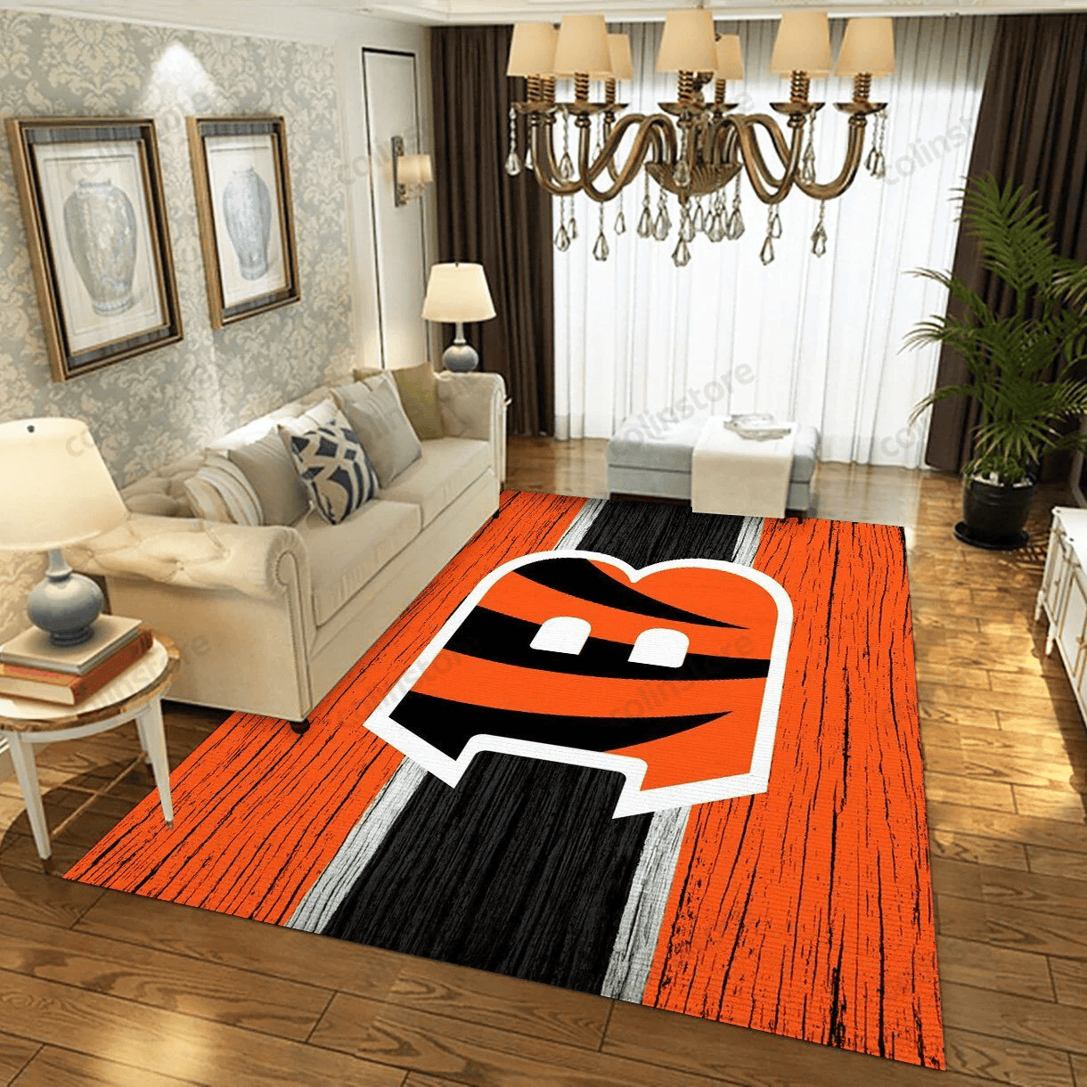 Cincinnati Bengals Rectangle Area Rug – Full Print Carpet For Living Room & Bedroom Home Decor