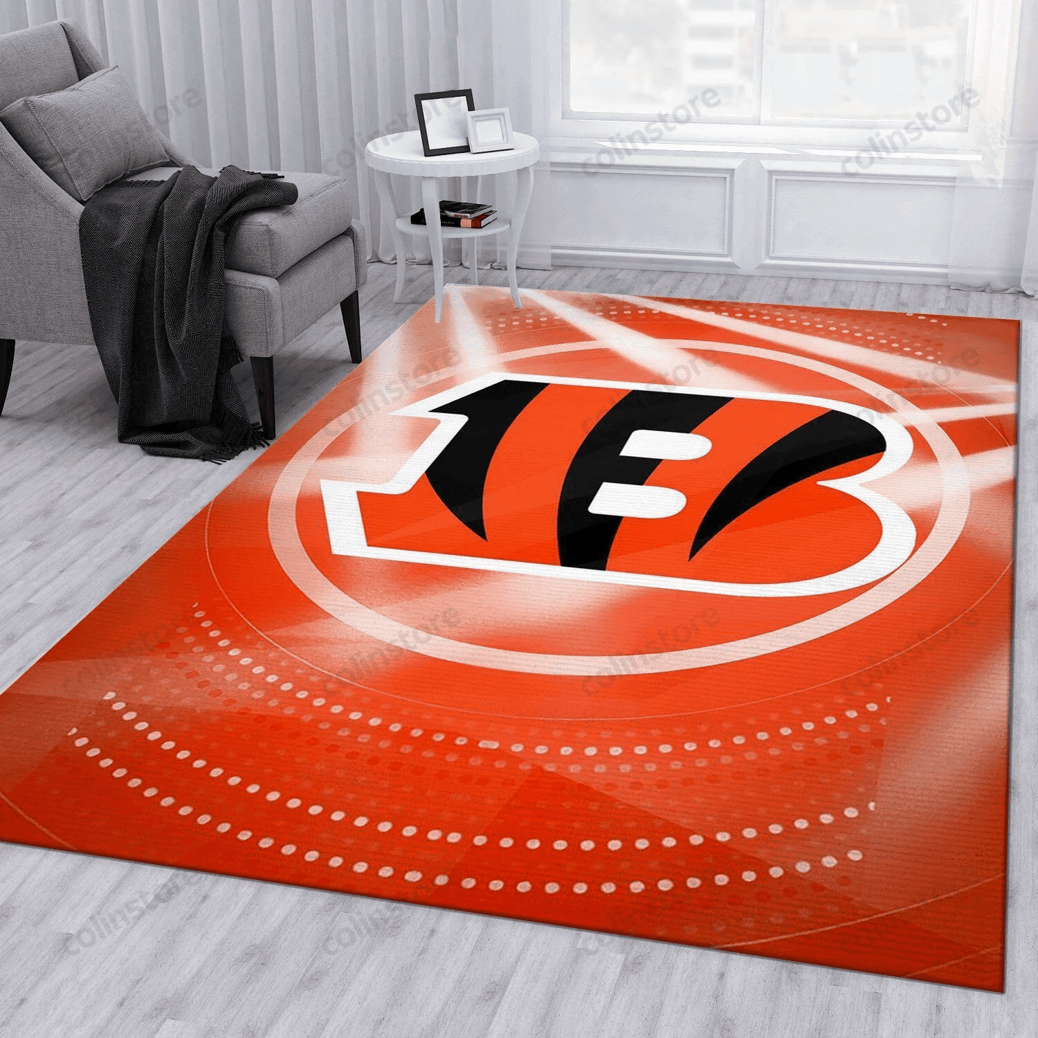 Cincinnati Bengals Rectangle Area Rug – Full Print Carpet For Living Room & Bedroom Home Decor