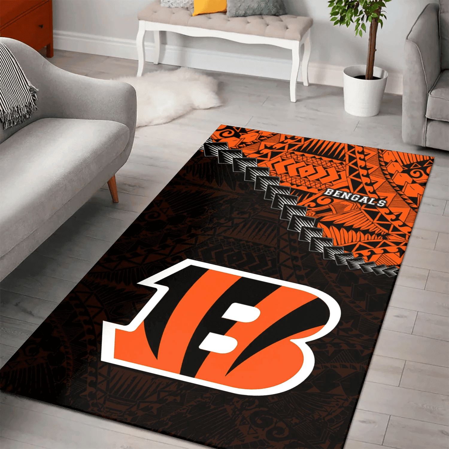 Cincinnati Bengals Rectangle Area Rug – Full Print Carpet For Living Room & Bedroom Home Decor