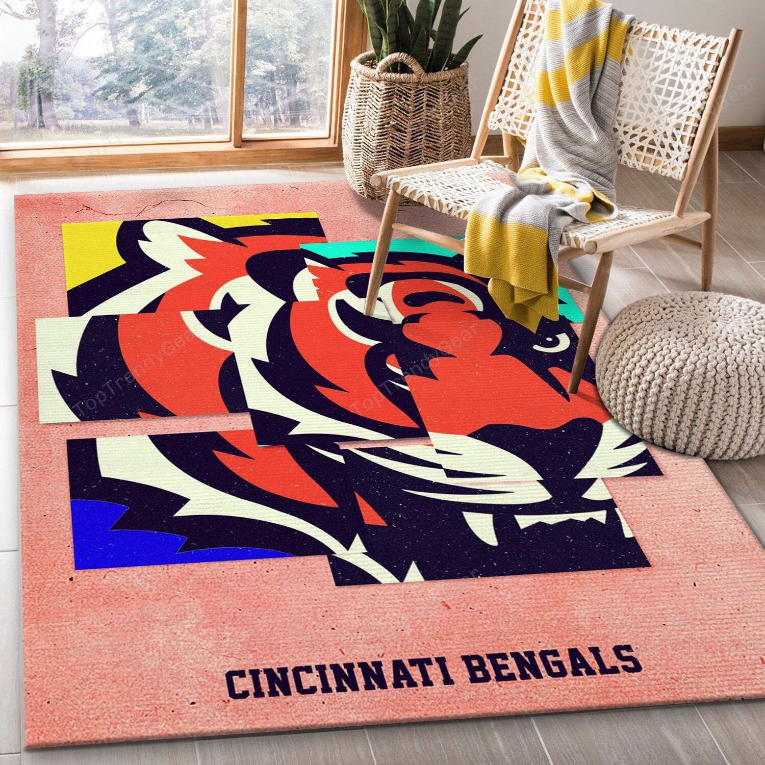 Cincinnati Bengals Rectangle Area Rug – Full Print Carpet For Living Room & Bedroom Home Decor