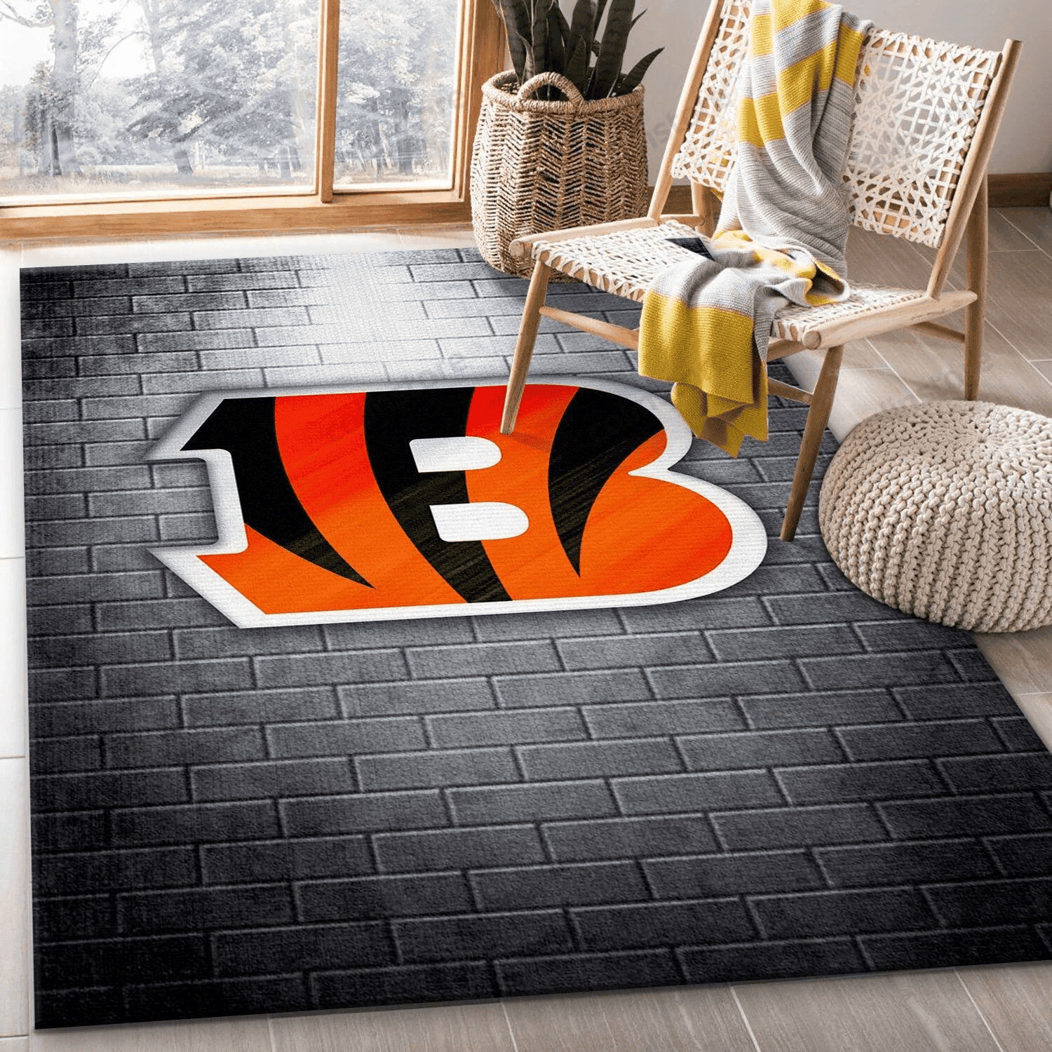 Cincinnati Bengals Rectangle Area Rug – Full Print Carpet For Living Room & Bedroom Home Decor
