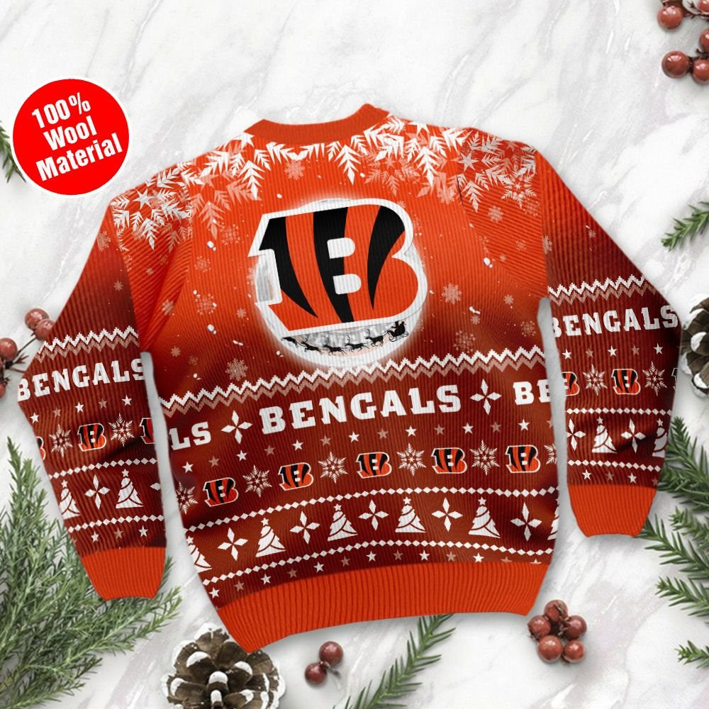 Cincinnati Bengals Santa Claus In The Moon Ugly Christmas Sweater, Perfect Holiday Gift - Image 3