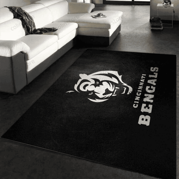 Cincinnati Bengals Silver 3D Rectangle Area Rug – Full Print Carpet For Living Room & Bedroom Home Decor