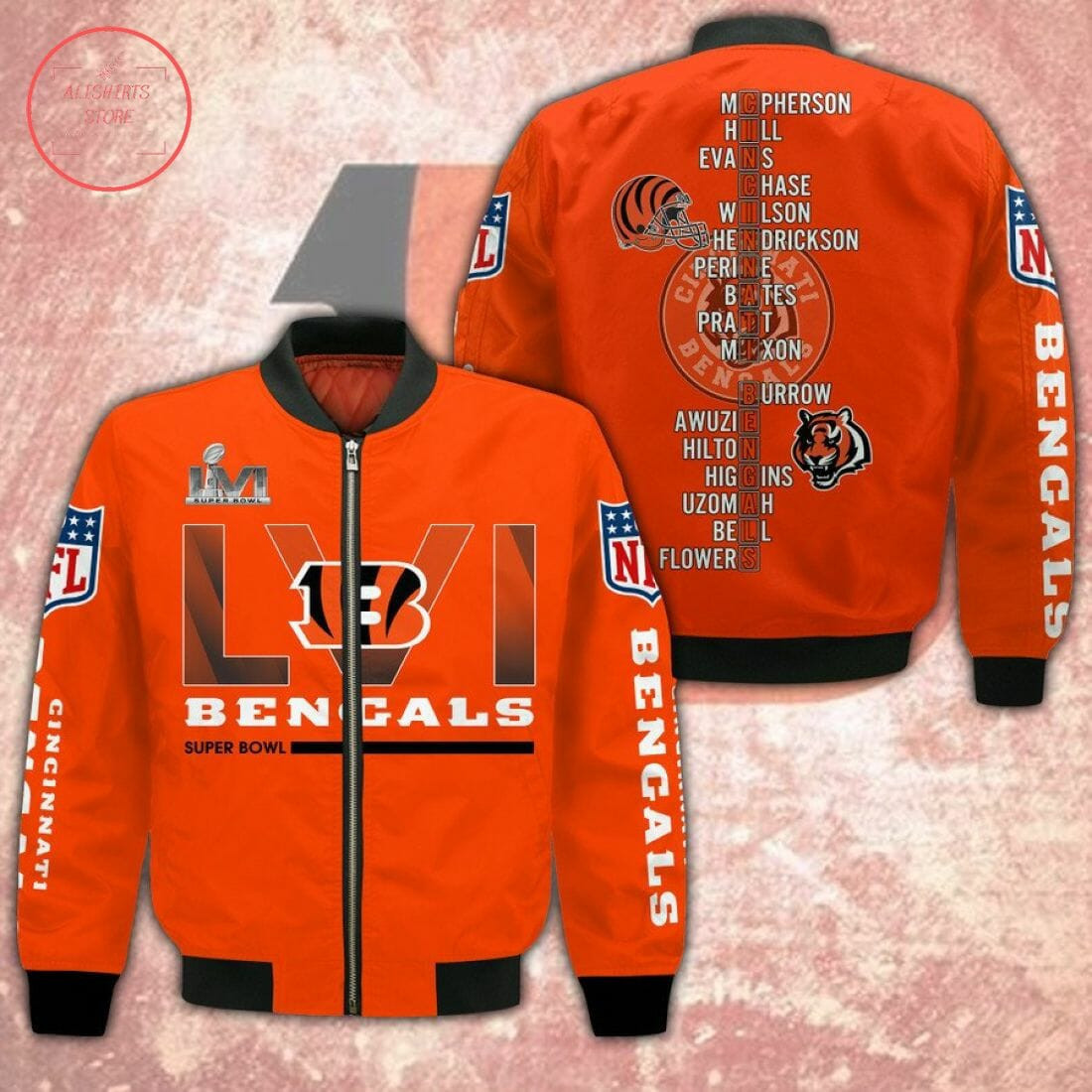 Cincinnati Bengals Super Bowl Orange Bomber Jacket | NFL Team Jacket for Men & Women | Football Fan Gift