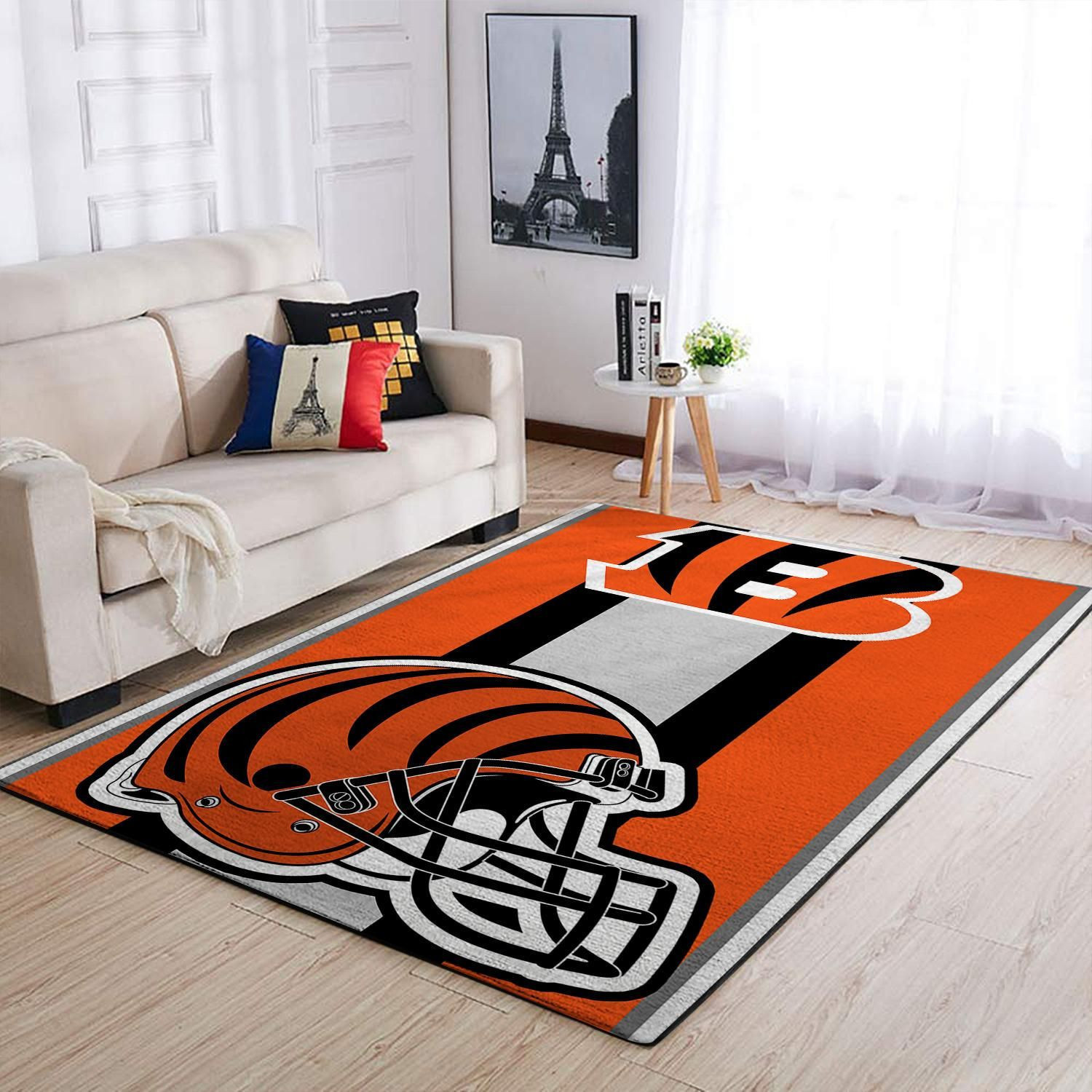 Cincinnati Bengals Team Logo Helmet Nice Gift Rectangle Area Rug – Full Print Carpet For Living Room & Bedroom Home Decor