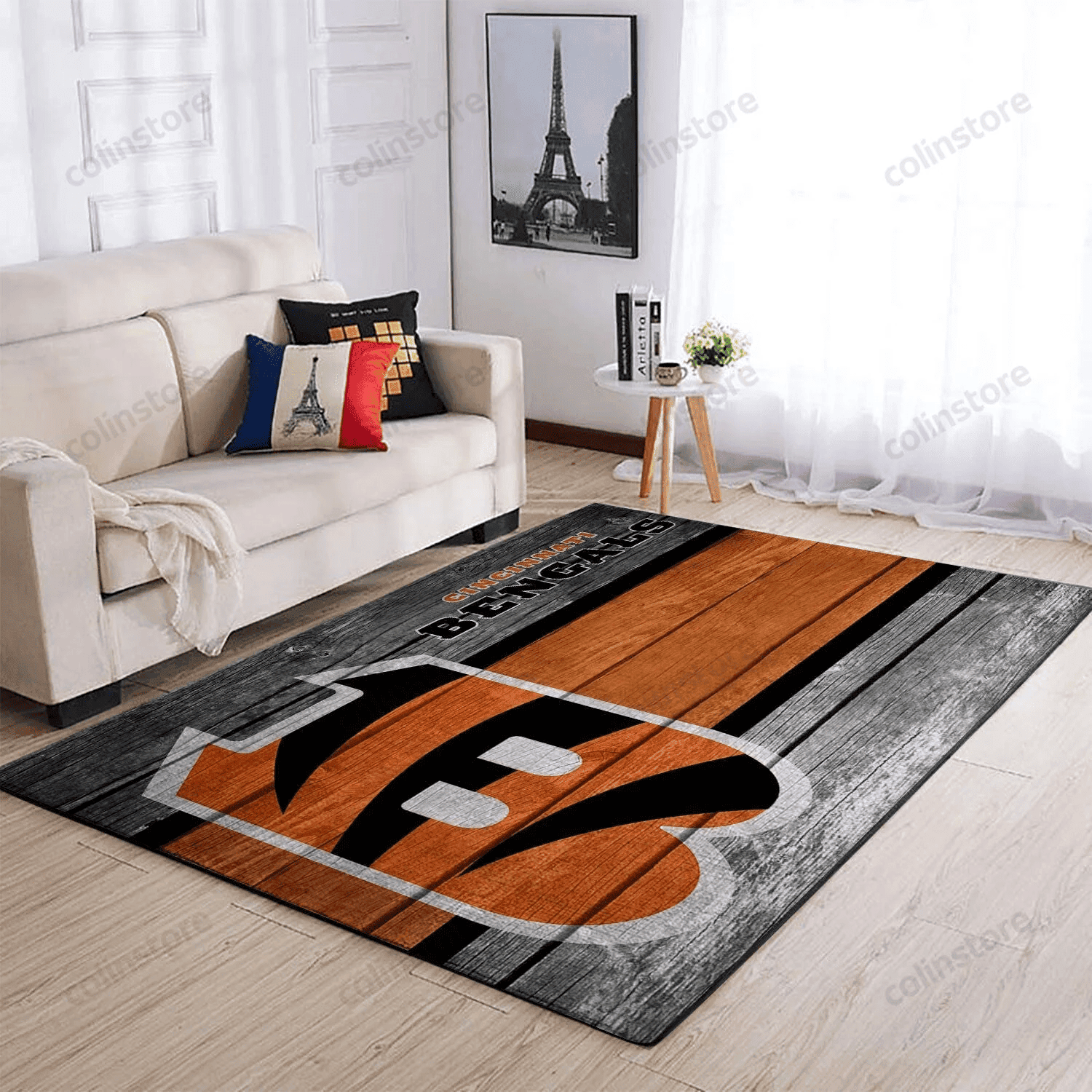 Cincinnati Bengals Team Logo Rectangle Area Rug – Full Print Carpet For Living Room & Bedroom Home Decor