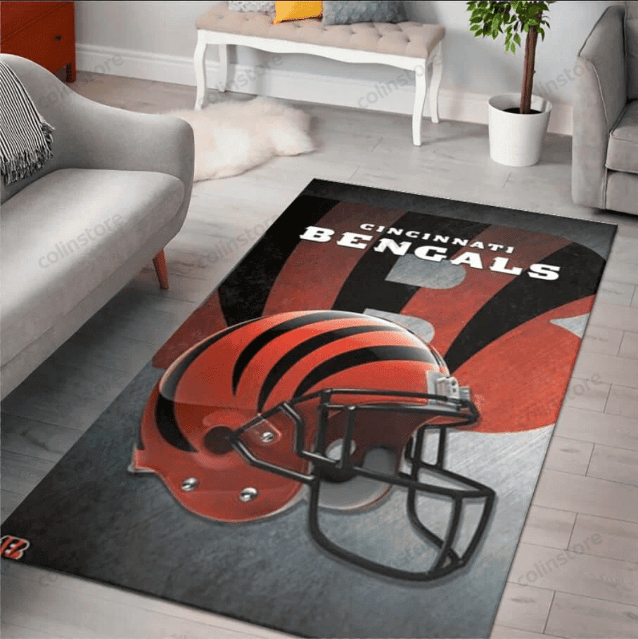 Cincinnati Bengals Team Rectangle Area Rug – Full Print Carpet For Living Room & Bedroom Home Decor