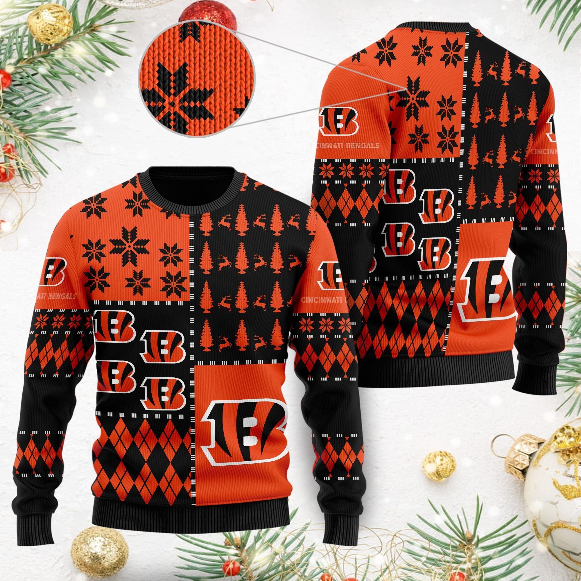 Cincinnati Bengals Ugly Christmas Sweater Full Size For Sale Best Christmas Gift For Bengals Fans