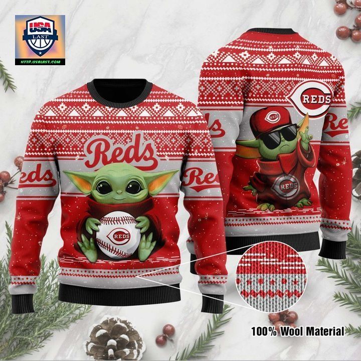 Cincinnati Reds Baby Yoda Ugly Christmas Sweater