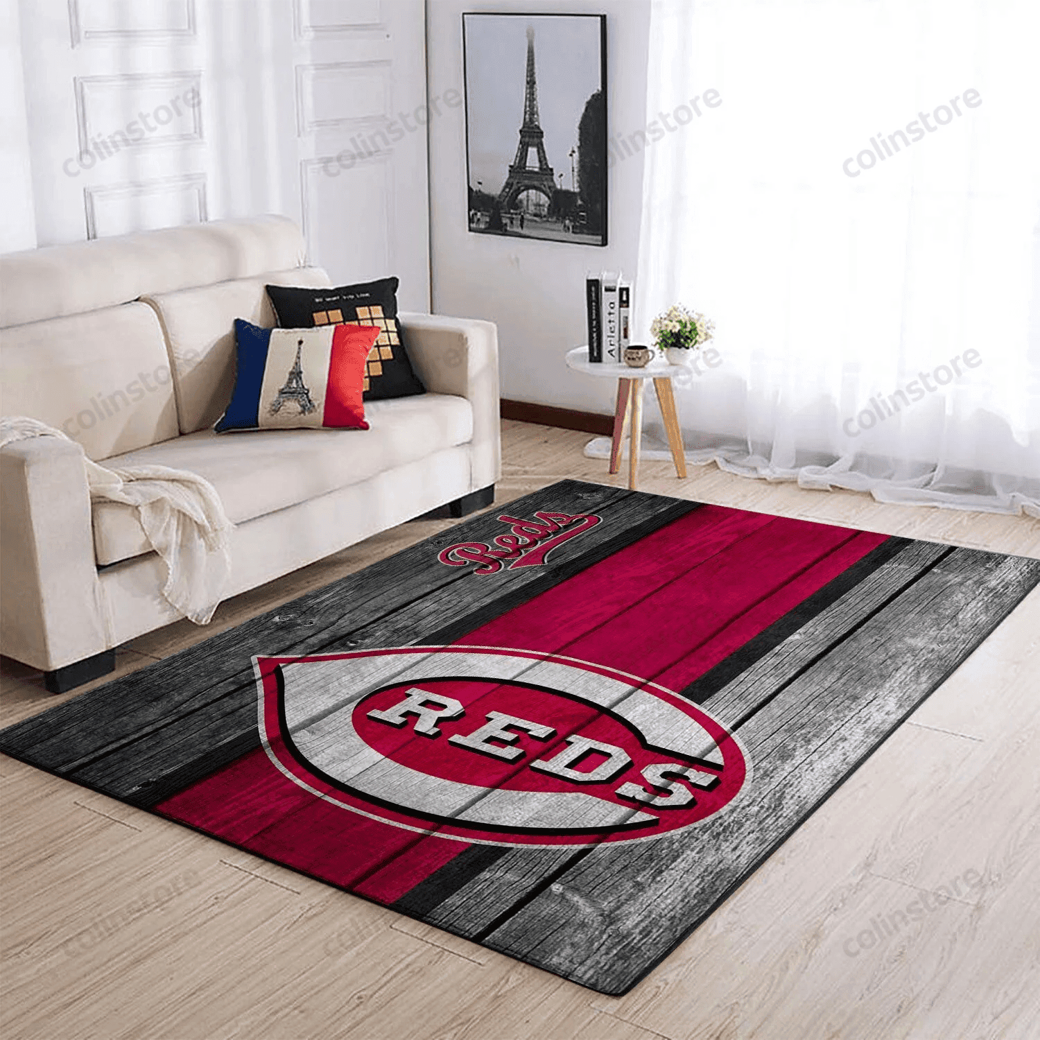 Cincinnati Reds Team Logo Rectangle Area Rug – Full Print Carpet For Living Room & Bedroom Home Decor