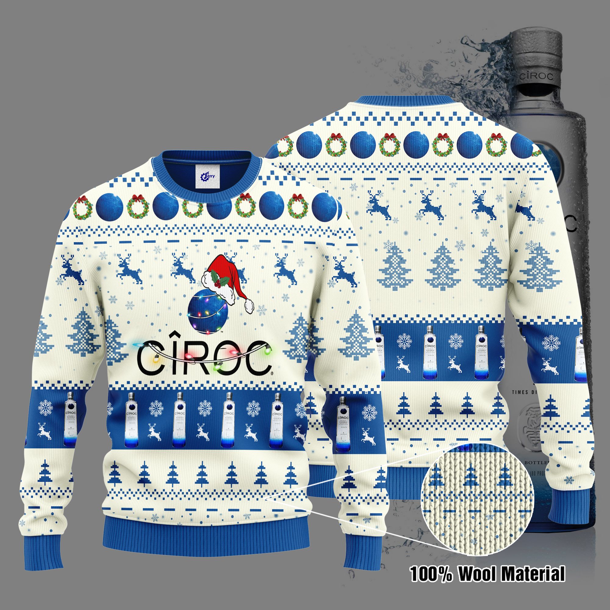 CIROC Santa Hat Christmas Ugly Christmas Sweater, Hoodie, Zip Hoodie, Bomber Jacket