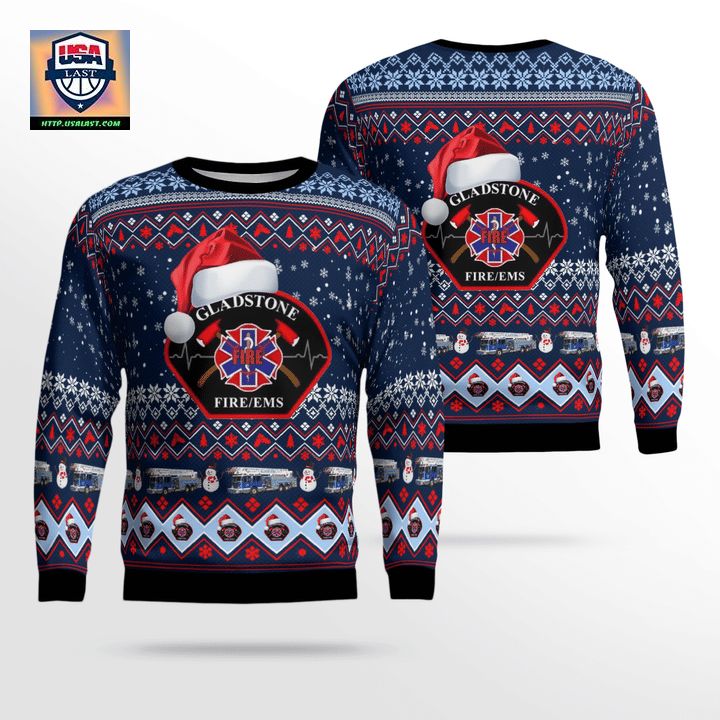 City of Gladstone Fire-EMS Christmas AOP Sweater