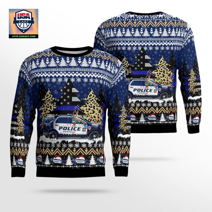 City of Passaic Police Department Passaic New Jersey Christmas AOP Sweater