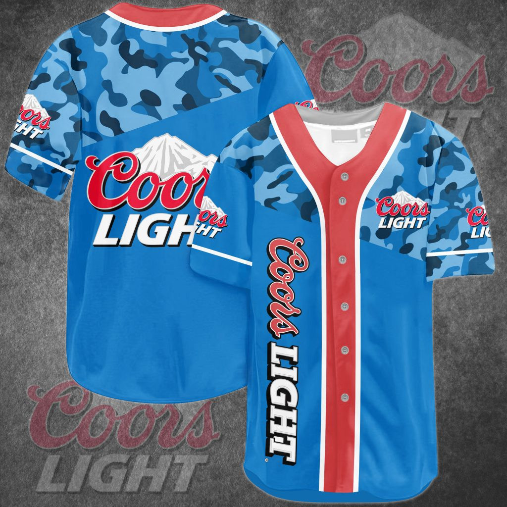 Classic Camouflage Coors Light Baseball Jersey, Coors Light Beer Lover Gift, Beer Baseball Jersey