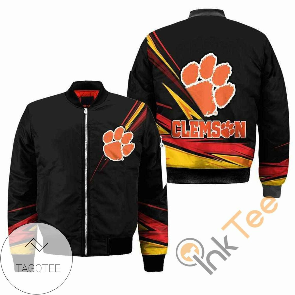 Clemson Tigers Black Bomber Jacket | NCAA College Team Jacket for Men & Women | Sports Fan Gift