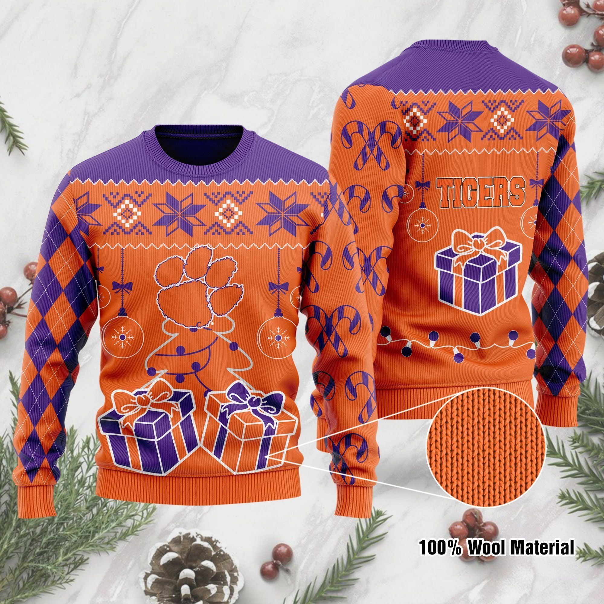 Clemson Tigers Funny Ugly Christmas Sweater Holiday Xmas Party Men Women Plus Size