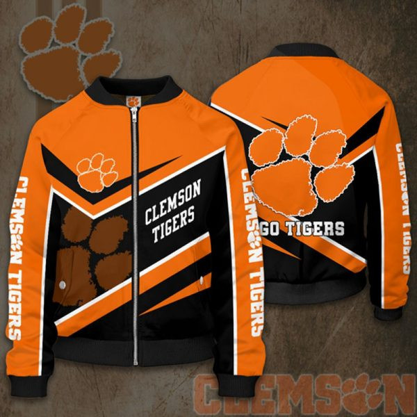 Clemson Tigers Orange Bomber Jacket | NCAA College Team Jacket for Men & Women | Sports Fan Gift