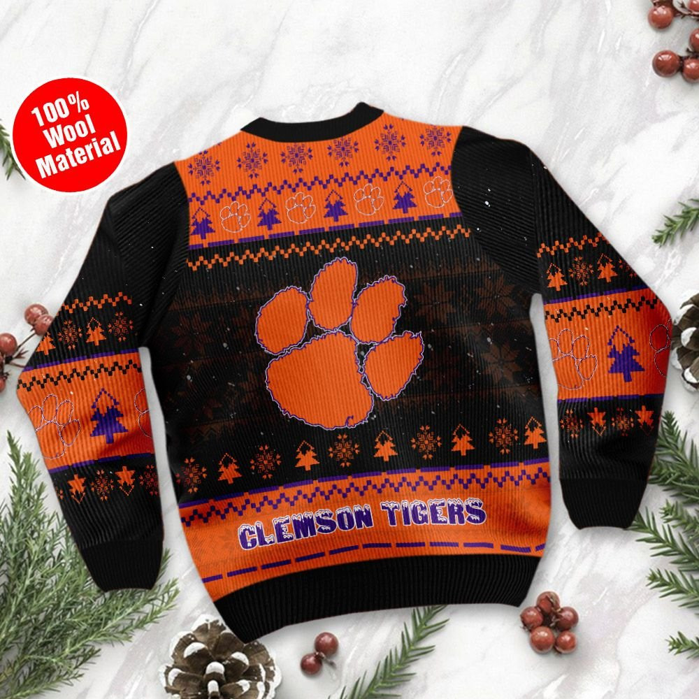 Clemson Tigers Snoopy Dabbing Holiday Party Ugly Christmas Sweater, Perfect Holiday Gift - Image 3