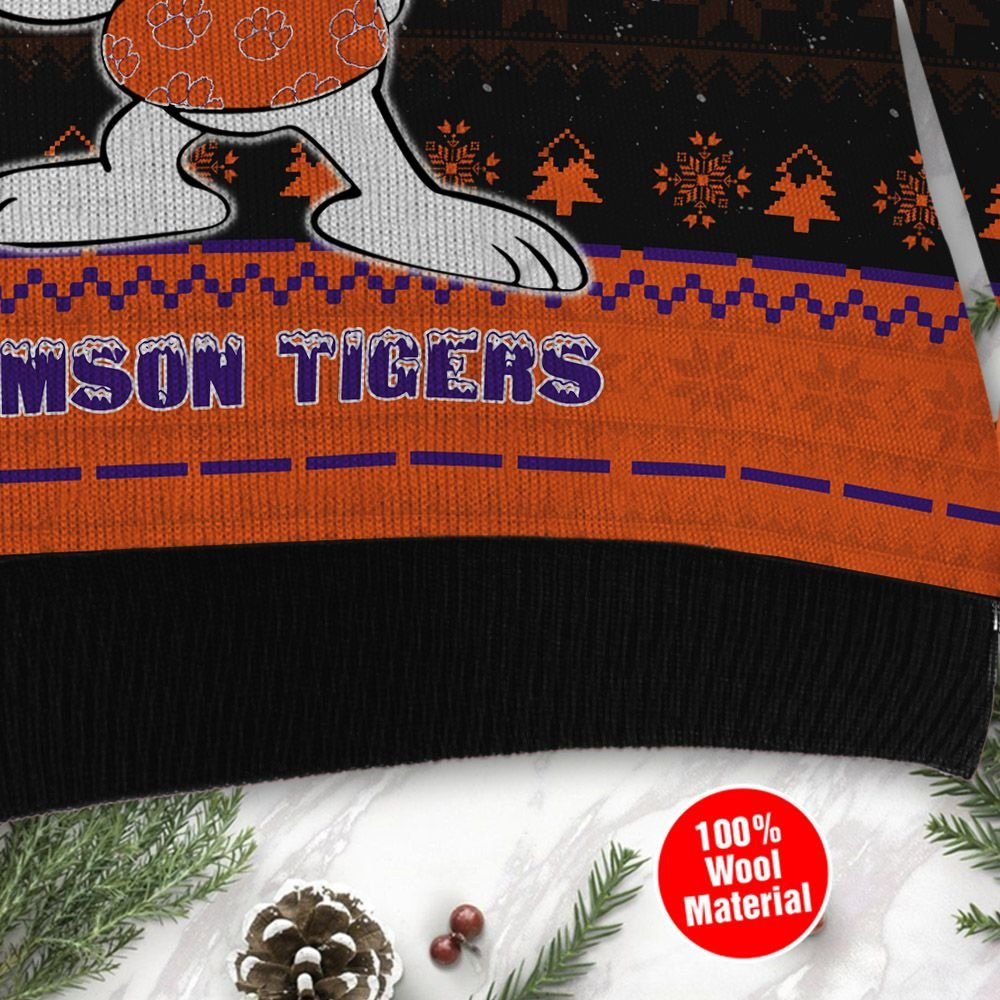 Clemson Tigers Snoopy Dabbing Holiday Party Ugly Christmas Sweater, Perfect Holiday Gift - Image 4