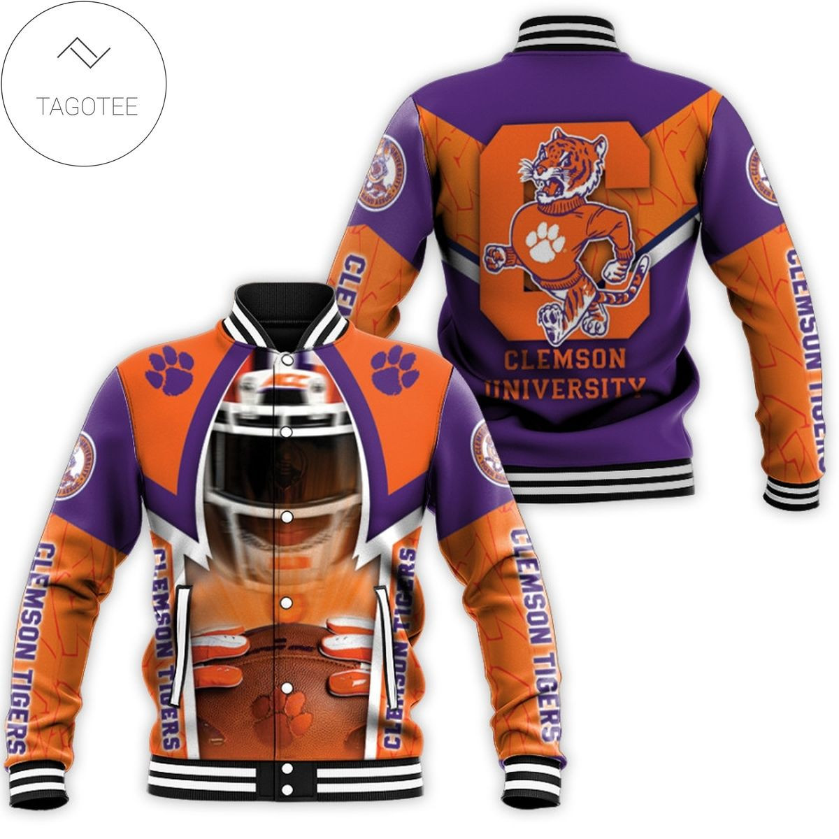 Clemson Tigers Varsity Baseball Jacket for Men & Women | NCAA Team Fan Gift