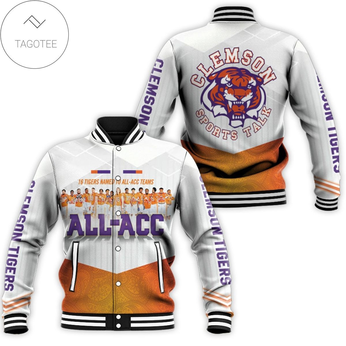 Clemson Tigers Varsity Baseball Jacket for Men & Women | NCAA Team Fan Gift