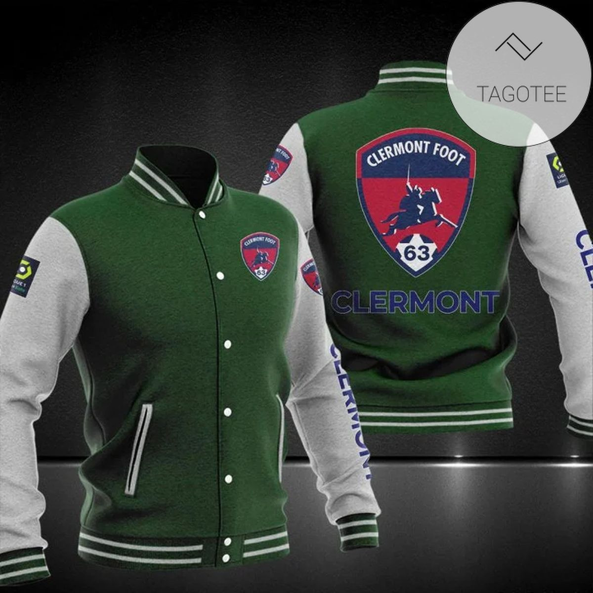 Clermont Foot 63 Dark Green Varsity Baseball Jacket for Men & Women | Soccer Team Fan Gift