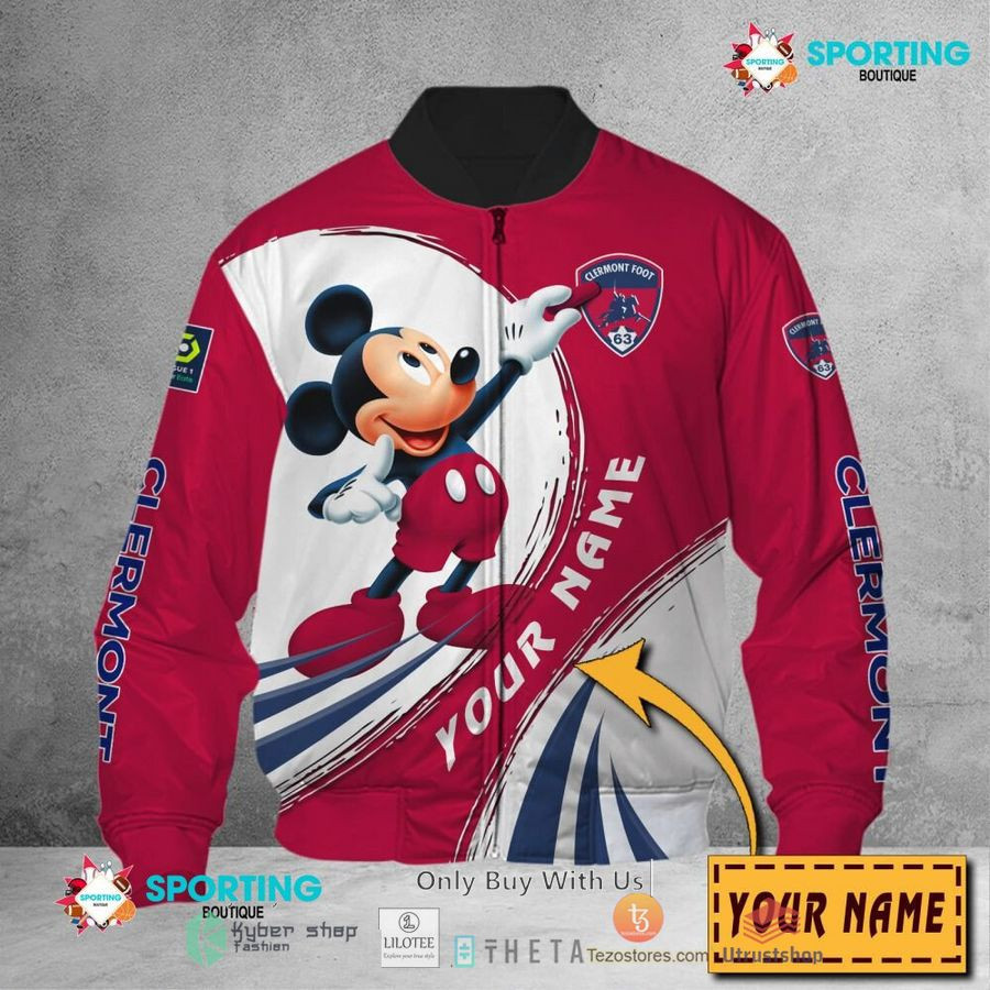 Clermont Foot 63 Personalized Mickey Mouse Bomber Jacket | Streetwear Jacket for Men & Women | Fan Gift