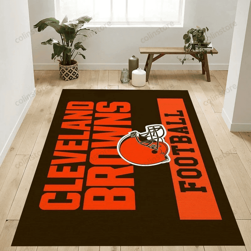 Cleveland Browns 12 3D Rectangle Area Rug – Full Print Carpet For Living Room & Bedroom Home Decor