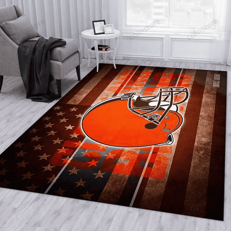 Cleveland Browns 14 3D Rectangle Area Rug – Full Print Carpet For Living Room & Bedroom Home Decor