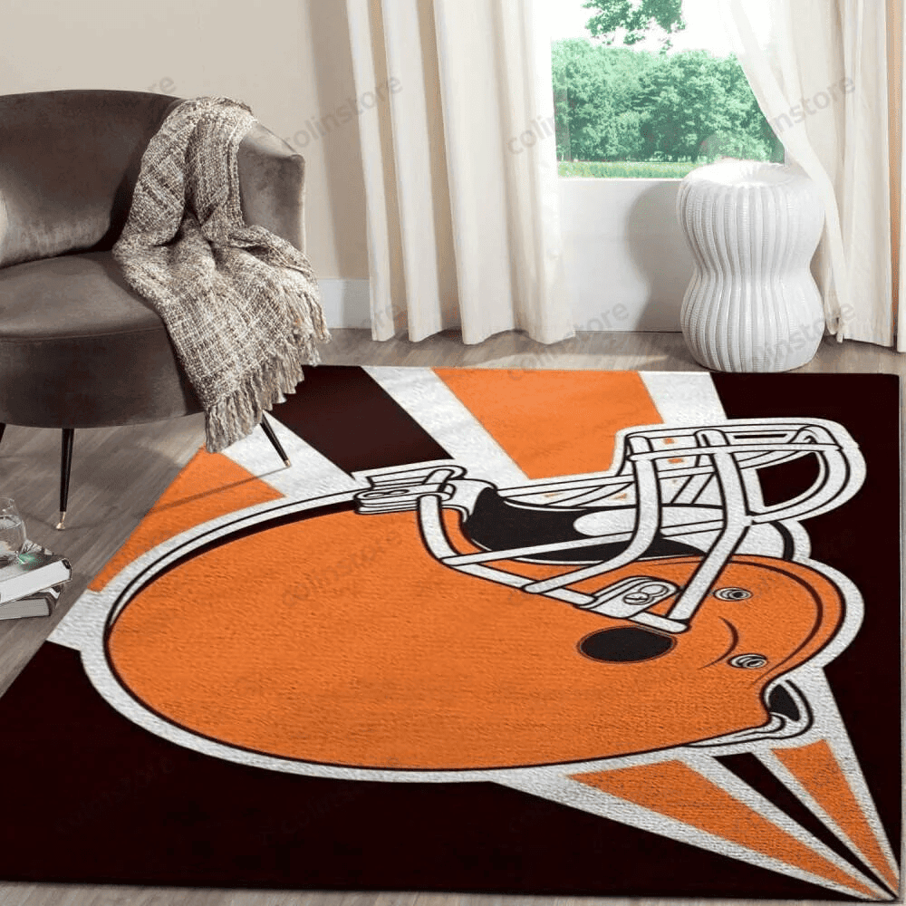 Cleveland Browns 3D Rectangle Area Rug – Full Print Carpet For Living Room & Bedroom Home Decor