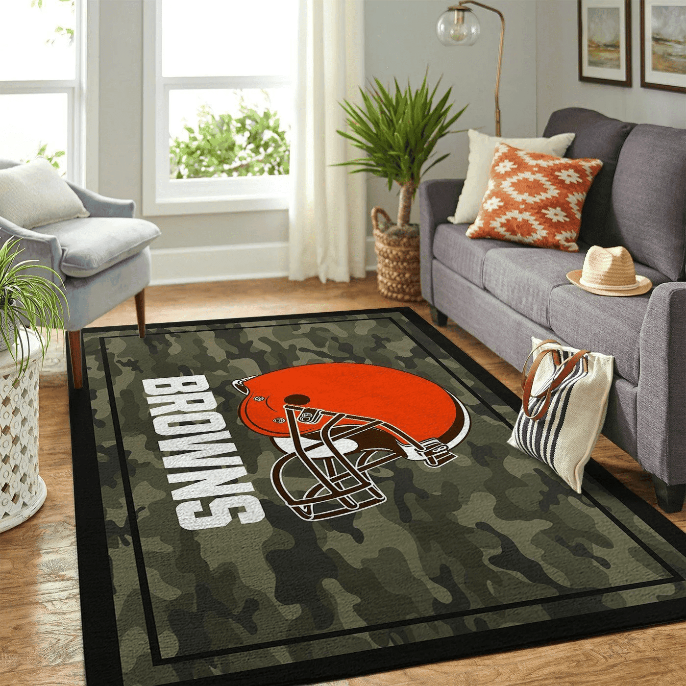Cleveland Browns Anti-skid Rectangle Area Rug – Full Print Carpet For Living Room & Bedroom Home Decor