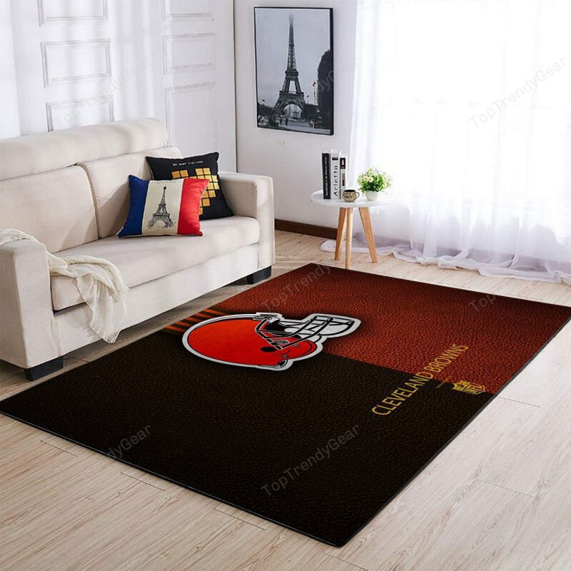 Cleveland Browns Area Football 2 Rectangle Area Rug – Full Print Carpet For Living Room & Bedroom Home Decor